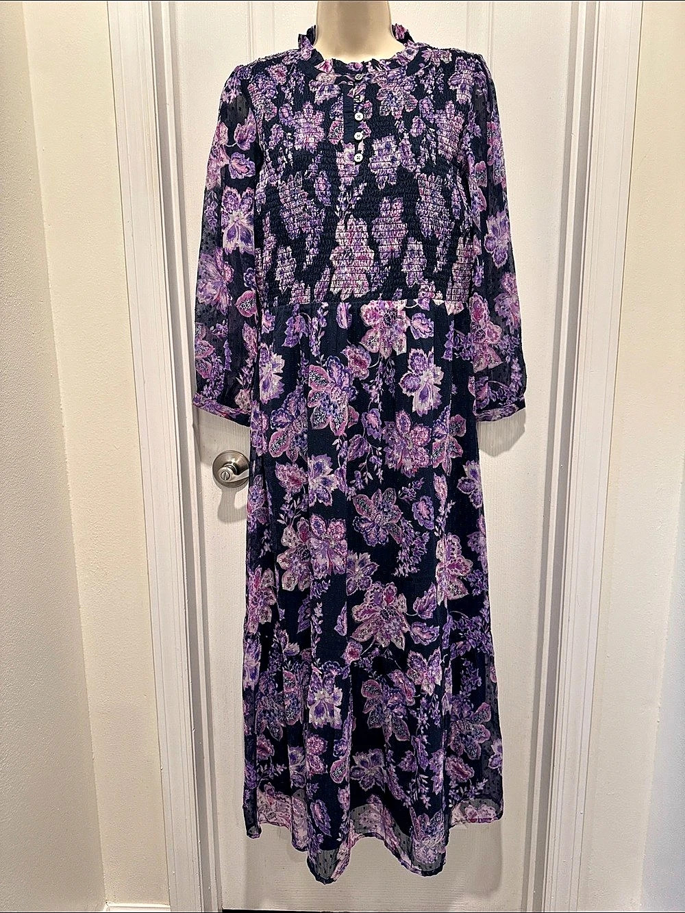 Floral Maxi Dress in Purple & NAVY blue Like New - 8P